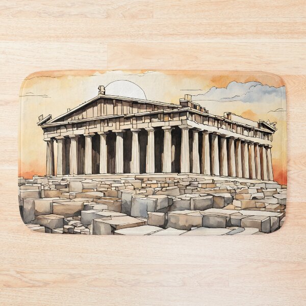 Item preview, Parthenon Splendor: Athens Sunset with Watercolor Beauty designed and sold by LSVart.