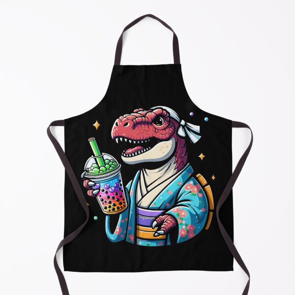 Item preview, Dinoaur Drinking Bubble Tea Japanese Kimono designed and sold by Artistoos.