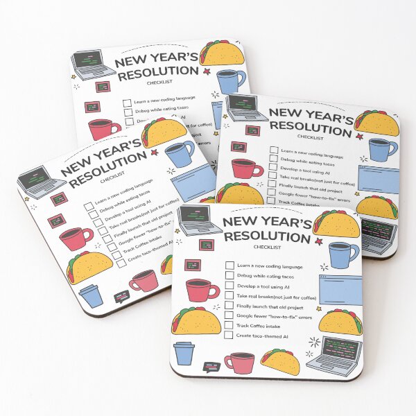 Item preview, New Year's Resolutions for Coders and Taco Lovers designed and sold by Code  Monkeys.