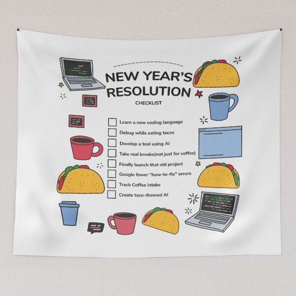Item preview, New Year's Resolutions for Coders and Taco Lovers designed and sold by Code  Monkeys.