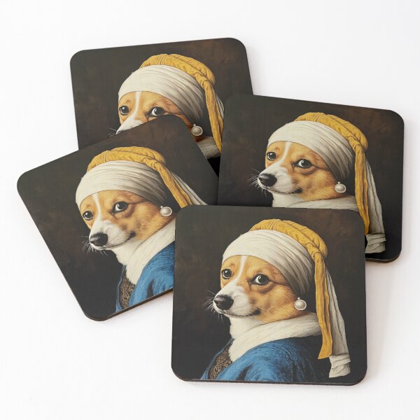 Item preview, The Corgi with the Pearl Earring - Adaption from Jan Vermeer designed and sold by MysticMarble.