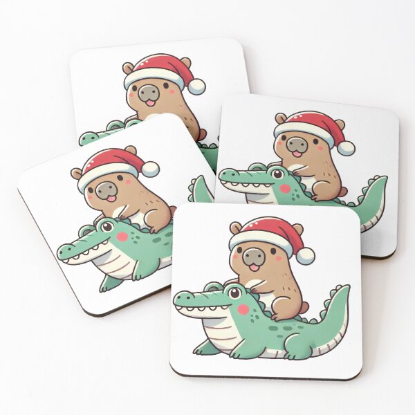 Item preview, Festive Capybara Crocodile Friendship Art designed and sold by lubushop1.