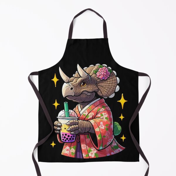 Item preview, Triceratops Drinking Bubble Tea Japanese Kimono designed and sold by Artistoos.