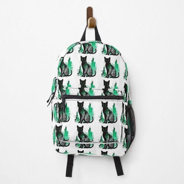 Item preview, Elegant Cat Silhouette with Urban Green Swirls - Stylish T-Shirt Design designed and sold by MystiqSlav.