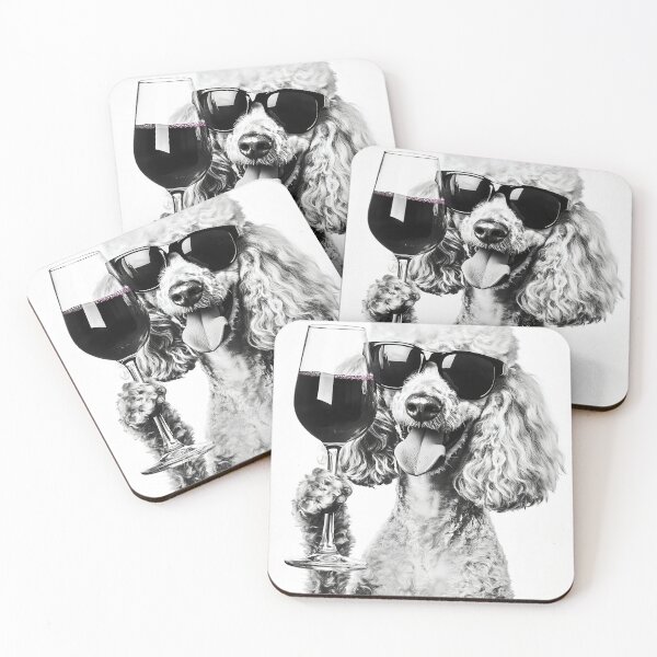 Item preview, Poodle Dog Drinking Red Wine & Wearing Sunglasses designed and sold by CheekyAnimalz.