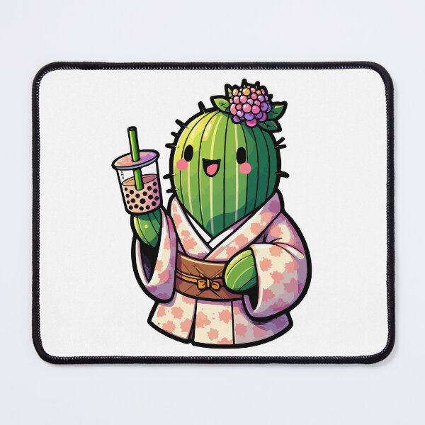 Item preview, Cactus Drinking Bubble Tea Japanese Kimono designed and sold by Artistoos.