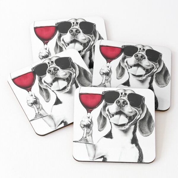 Item preview, Beagle Dog Drinking Red Wine & Wearing Sunglasses designed and sold by CheekyAnimalz.