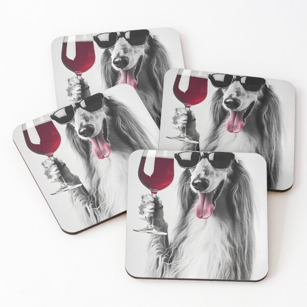 Item preview, Afghan Hound Dog Drinking Red Wine & Wearing Sunglasses designed and sold by CheekyAnimalz.