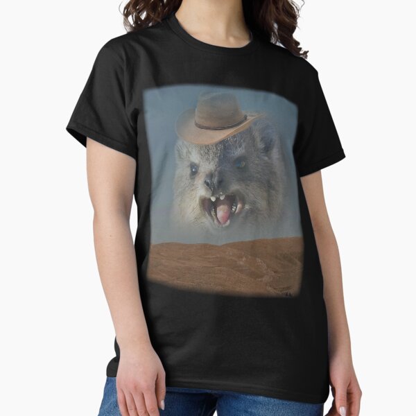 Aperçu de l'œuvre Drôle de mème de cow-boy hurlant Hyrax créée et vendue par MemishDesign.