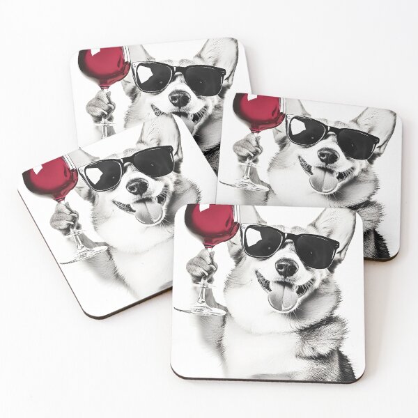 Item preview, Corgi Dog Drinking Red Wine & Wearing Sunglasses designed and sold by CheekyAnimalz.