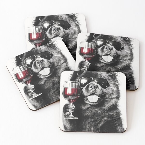 Item preview, Chow Chow Dog Drinking Red Wine & Wearing Sunglasses designed and sold by CheekyAnimalz.