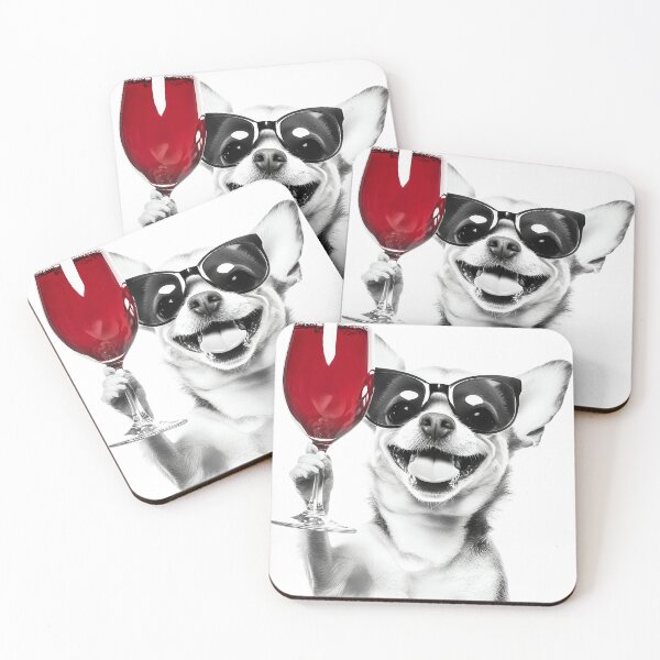 Item preview, Chihuahua Dog Drinking Red Wine & Wearing Sunglasses designed and sold by CheekyAnimalz.
