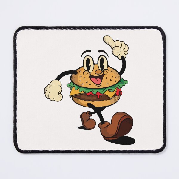 Item preview, Retro Cartoon Burger Mascot Art designed and sold by -DEEWOLF-.