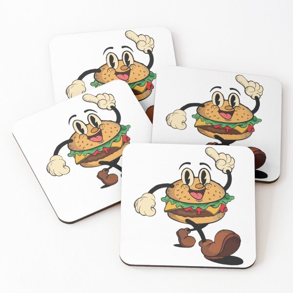 Item preview, Retro Cartoon Burger Mascot Art designed and sold by -DEEWOLF-.