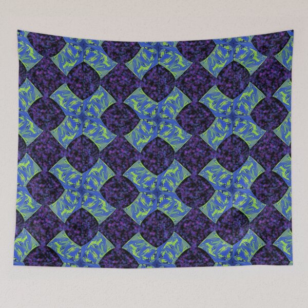 Item preview, Design with purple flowers and abstract figures in blue-green designed and sold by marinasfamily.