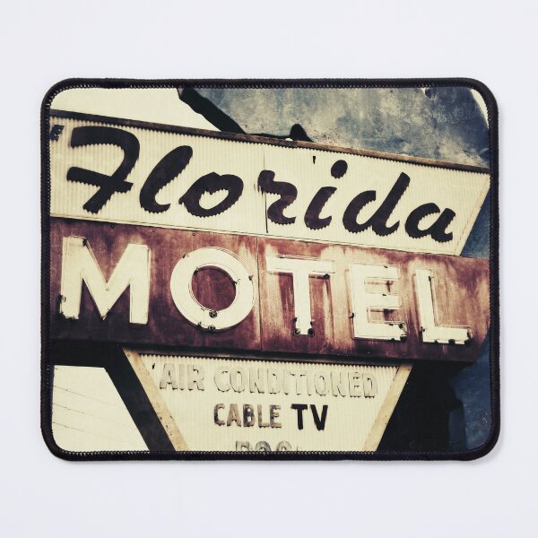 Item preview, Worn Vintage Florida Motel Sign - Retro Mid-Century Roadside Art Print designed and sold by FraireDesign.
