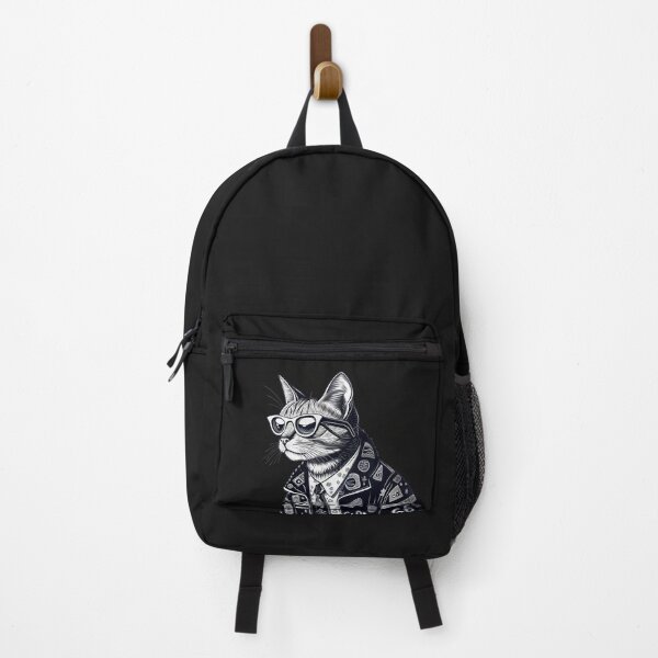 Item preview, Dapper cartoon cat with glasses wearing a patterned jacket, posing confidently against white background designed and sold by AngelinArts.