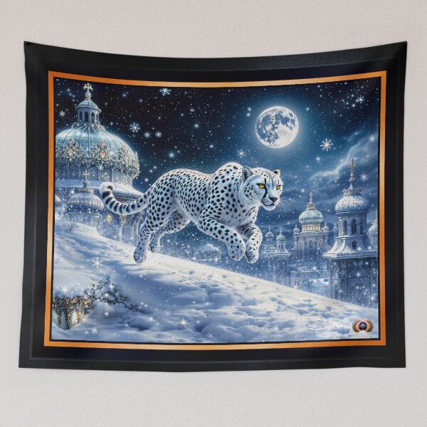 Item preview, Mystical White Cheetah Traversing An Enchanting Moonlit Winter Cityscape Dazzling AI Concept Art by Xzendor7 designed and sold by Xzendor7 Digital Art Creations.
