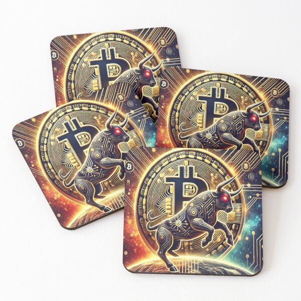 Item preview, Bitcoin Bull & Blockchain Universe - Futuristic Crypto Art designed and sold by photoparadise22.