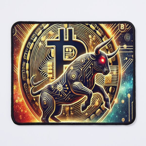 Item preview, Bitcoin Bull & Blockchain Universe - Futuristic Crypto Art designed and sold by photoparadise22.