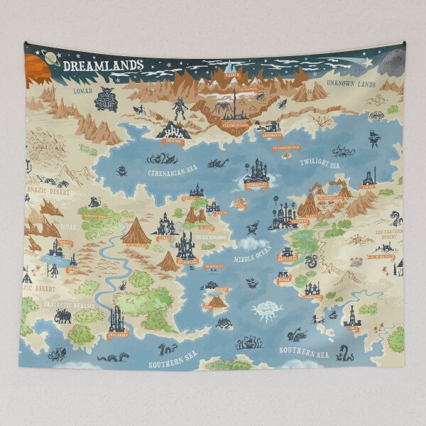 Item preview, Lovecraft - Dreamlands Map, simple icon illustrations designed and sold by QatlasMap Shop.