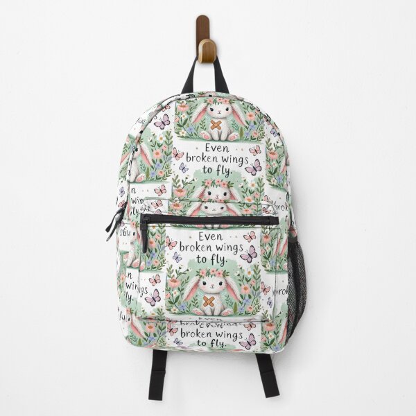 Item preview, Even Broken Wings Can Fly - Inspirational Bunny-Floral Bunny with Uplifting Message - Broken Wings designed and sold by PixelMuse2024.