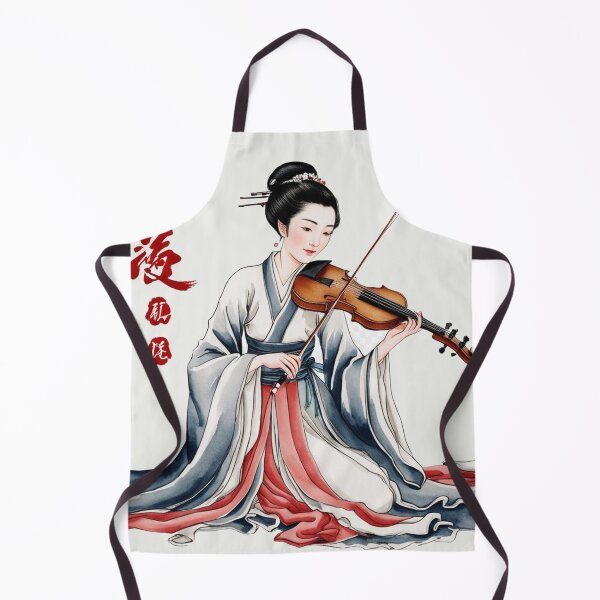 Item preview, Graceful Chinese woman playing a string instrument - Chinese ink drawing designed and sold by Kallandra.