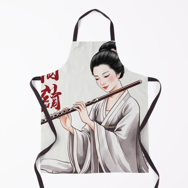 Item preview, Kopie von Graceful Chinese woman playing a flute - Chinese ink drawing designed and sold by Kallandra.