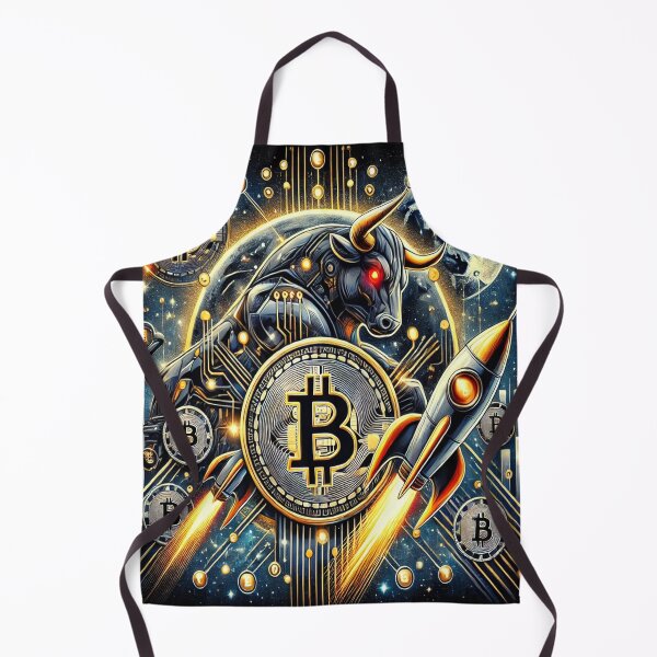 Item preview, Bitcoin Bull & Rocket to the Moon - Futuristic Crypto Art designed and sold by photoparadise22.