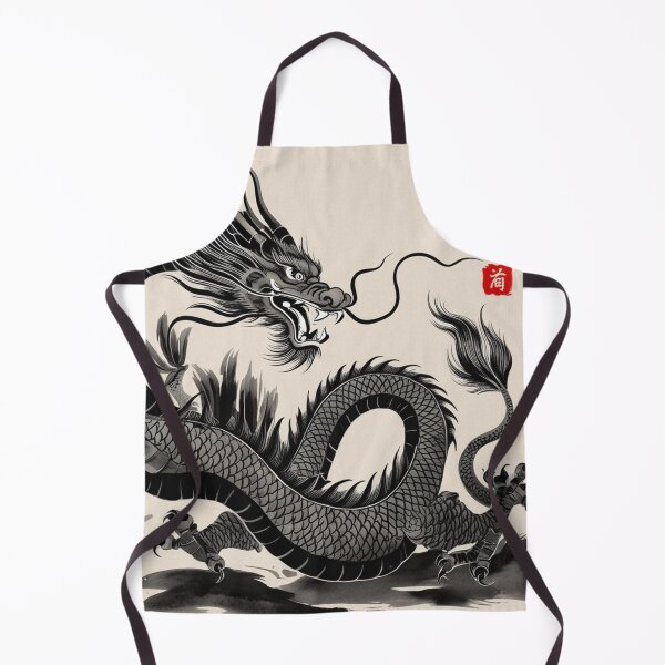 Item preview, Chinese lucky dragon in dynamic pose - Chinese ink drawing designed and sold by Kallandra.