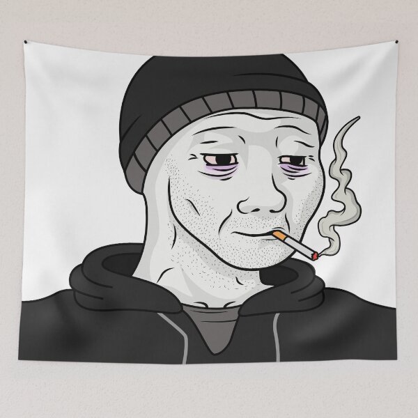 Item preview, Doomer Wojak smoking cigarette vector illustration designed and sold by ShopEasy9.