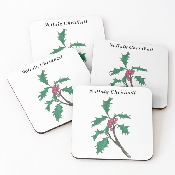 Item preview, Nollaig Chridheil (Merry Christmas in Scottish Gaelic) with hand painted holly vintage inspired botanical drawing  designed and sold by Mamaidh Made.