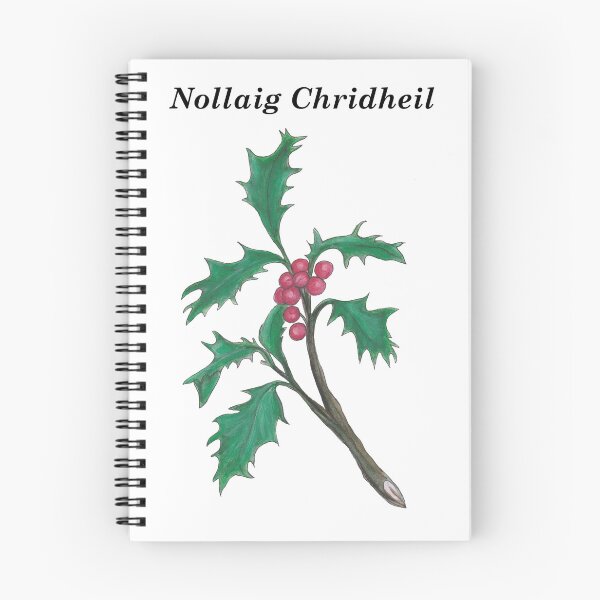 Item preview, Nollaig Chridheil (Merry Christmas in Scottish Gaelic) with hand painted holly vintage inspired botanical drawing  designed and sold by Mamaidh Made.