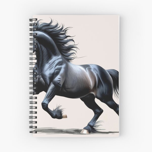 Item preview, Chinese black horse stallion in dynamic posture - Chinese ink drawing designed and sold by Kallandra.
