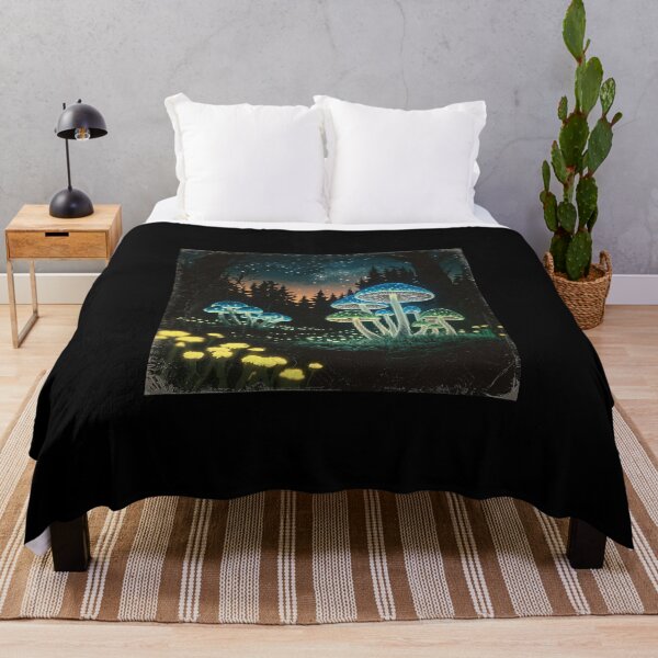 Item preview, Glowing Mushrooms in Enchanted Forest – Mystical Nature Artwork designed and sold by love3617.