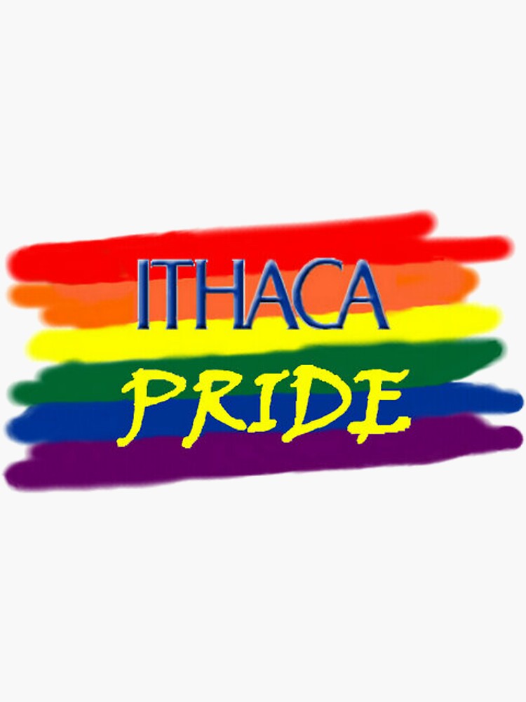 "Ithaca Gay Pride Ithaca New York LGBT Rainbow Flag Shirt" Sticker