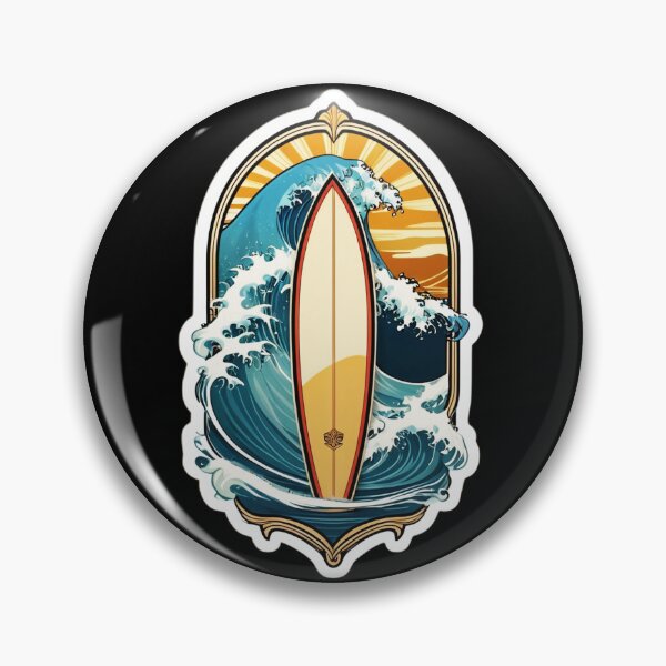 Item preview, Aloha Spirit Retro Surfboard in Hawaii with Ocean Waves designed and sold by NautiChic.