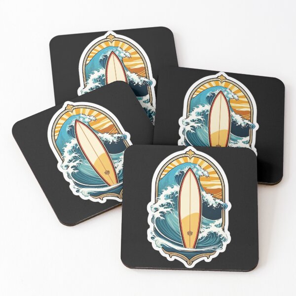 Item preview, Aloha Spirit Retro Surfboard in Hawaii with Ocean Waves designed and sold by NautiChic.