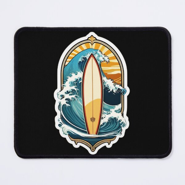 Item preview, Aloha Spirit Retro Surfboard in Hawaii with Ocean Waves designed and sold by NautiChic.