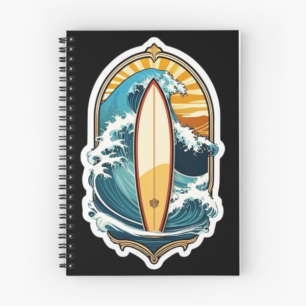 Item preview, Aloha Spirit Retro Surfboard in Hawaii with Ocean Waves designed and sold by NautiChic.