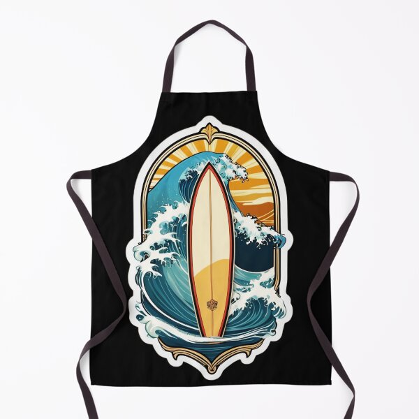 Item preview, Aloha Spirit Retro Surfboard in Hawaii with Ocean Waves designed and sold by NautiChic.