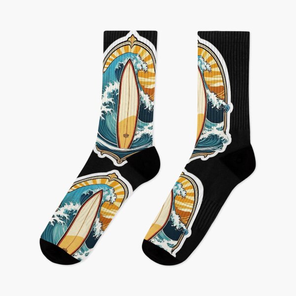 Item preview, Aloha Spirit Retro Surfboard in Hawaii with Ocean Waves designed and sold by NautiChic.