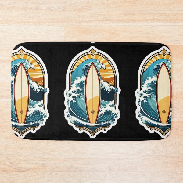 Item preview, Aloha Spirit Retro Surfboard in Hawaii with Ocean Waves designed and sold by NautiChic.