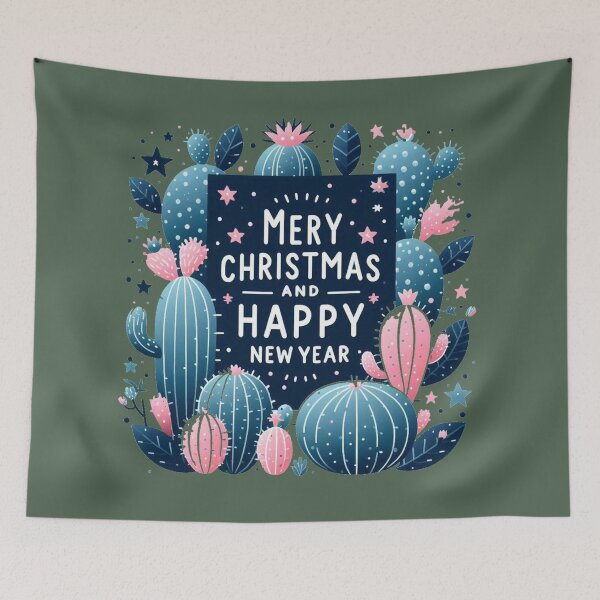 Item preview, Cactus Pink GreenTree Merry Christmas and Happy New Year designed and sold by Nanthanon.