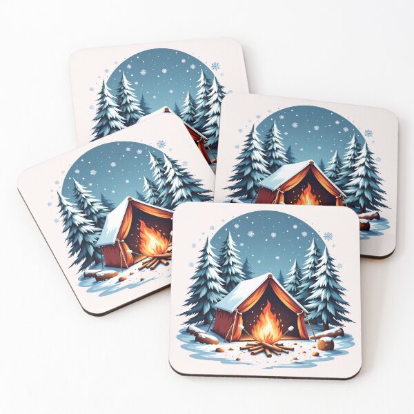 Item preview, Winter Camping with Snowy Trees and Fire designed and sold by Itsheartshop.