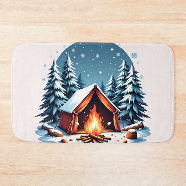 Item preview, Winter Camping with Snowy Trees and Fire designed and sold by Itsheartshop.