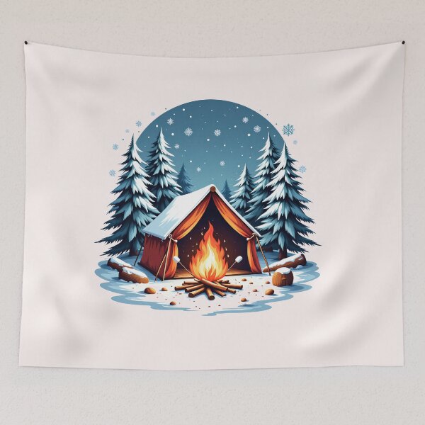 Item preview, Winter Camping with Snowy Trees and Fire designed and sold by Itsheartshop.