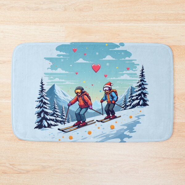 Item preview, Retro Skiers on Snowy Mountain designed and sold by Itsheartshop.