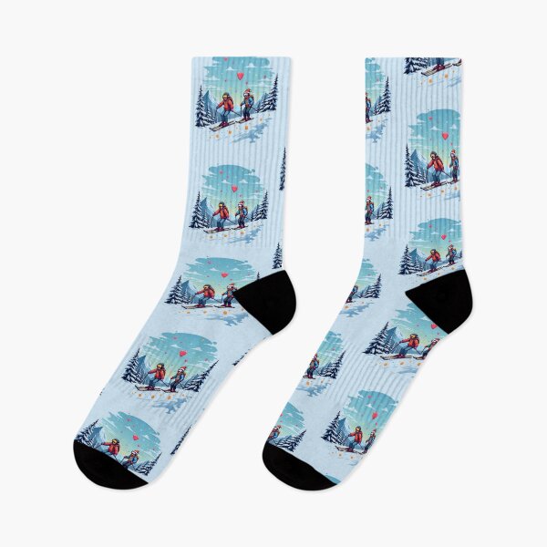 Item preview, Retro Skiers on Snowy Mountain designed and sold by Itsheartshop.