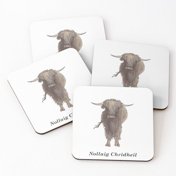 Item preview, Nollaig Chridheil (Merry Christmas in Scottish Gaelic) Greeting card blank inside with hand painted Highland cow designed and sold by Mamaidh Made.
